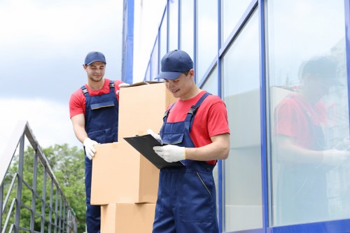 Moving boxes and furniture prepared for Hanworth storage pricing quote