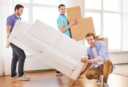 Packed household items ready for flat removals in Hanworth